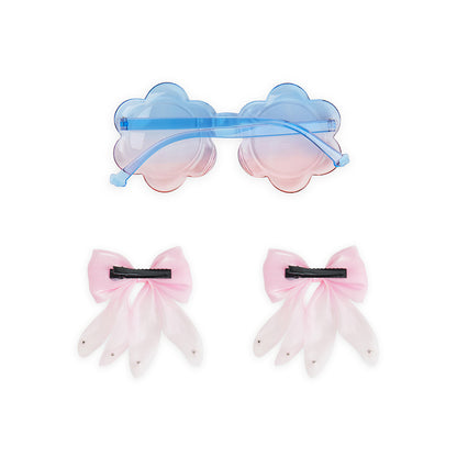 Pack of 1 Pair Shiny Bow Alligator Clips with Pearl Detailing & Matching Sunglasses – Light Pink