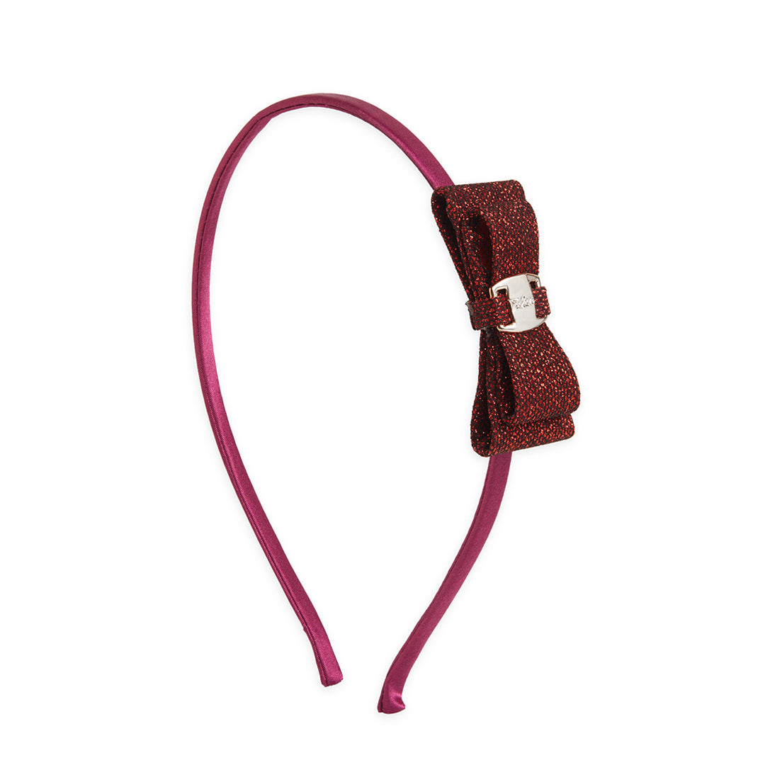 Pack of 3 Dainty Shiny Bow Hairbands – Maroon, Pink, Mageta