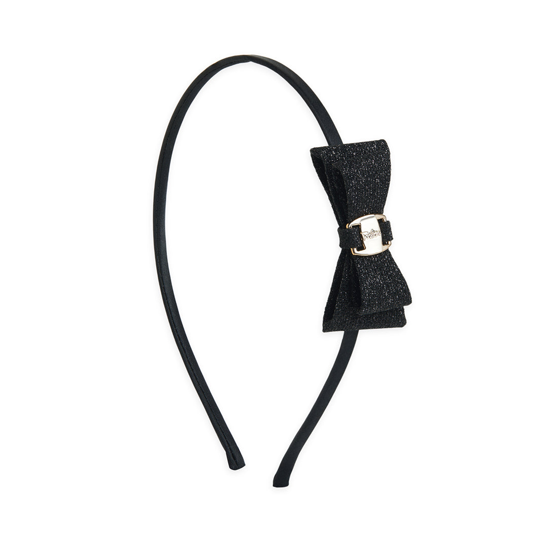 Pack of 3 Dainty Shiny Bow Hairbands – Grey, Black, Gold