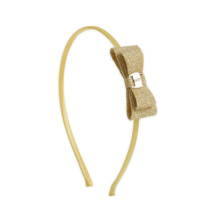 Pack of 3 Dainty Shiny Bow Hairbands – Grey, Black, Gold