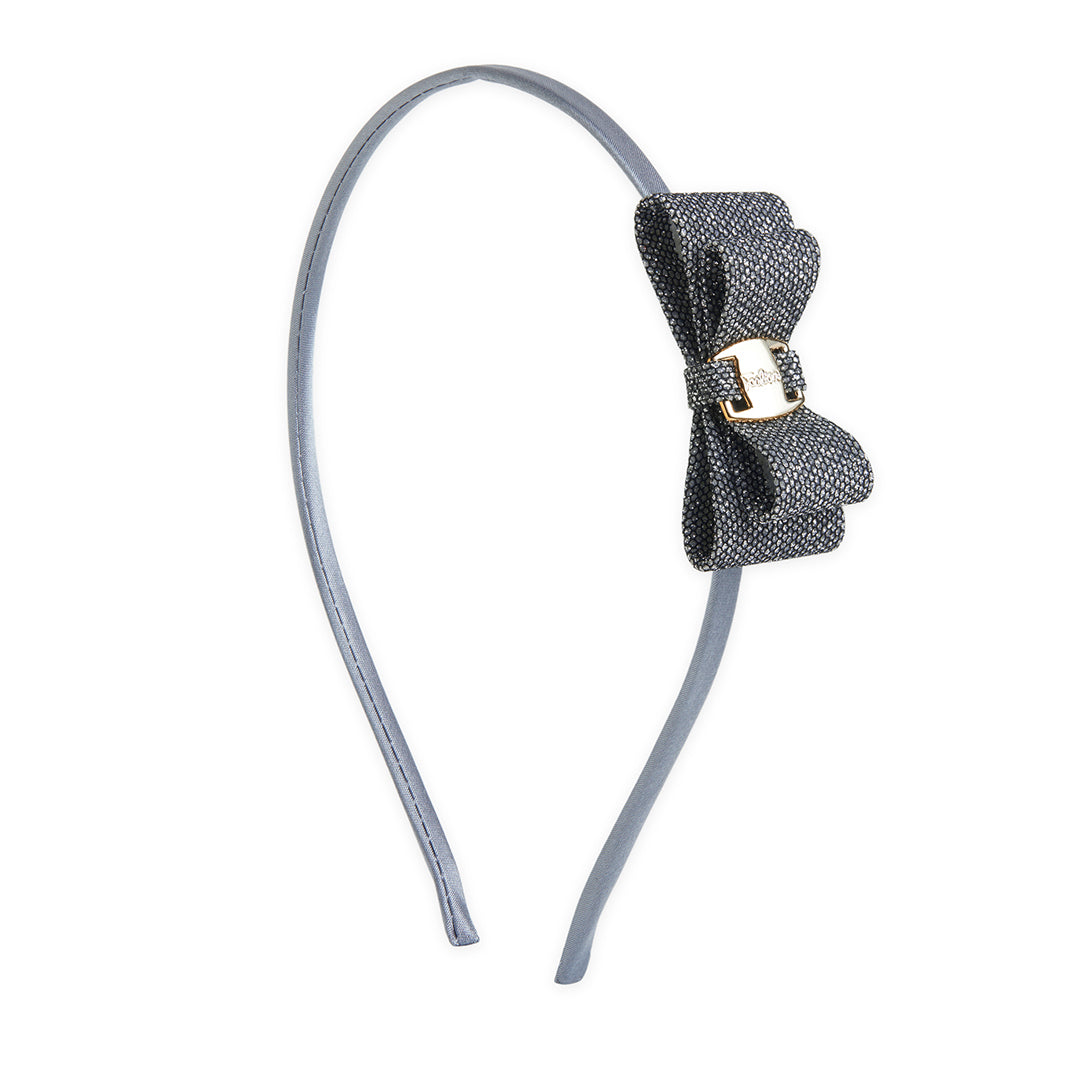Pack of 3 Dainty Shiny Bow Hairbands – Grey, Black, Gold