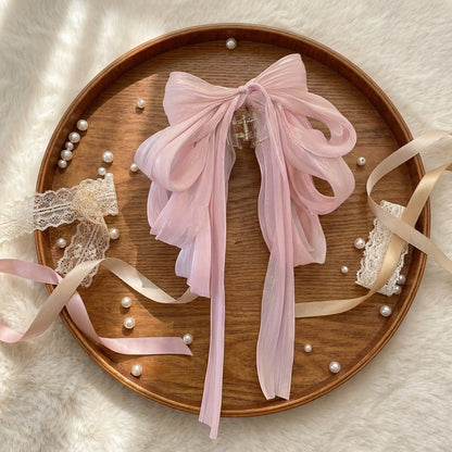 Elegant Large Bow Clutcher Hair Clip - Pink