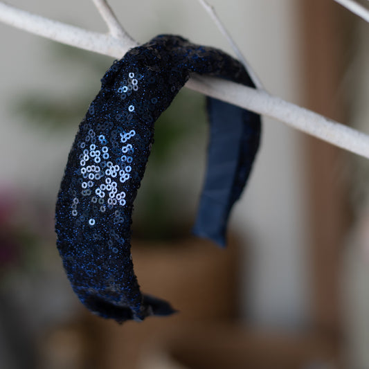 Party knotted hair band with sequins - Navy Blue