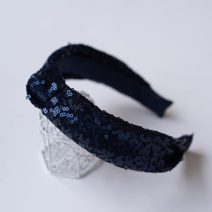 Party knotted hair band with sequins - Navy Blue