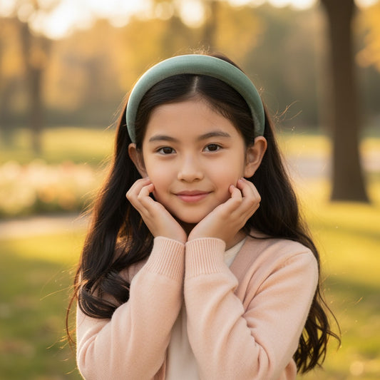 Soft velvet padded party hair band - Olive green
