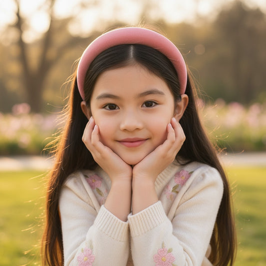 Soft velvet padded party hair band - Peach
