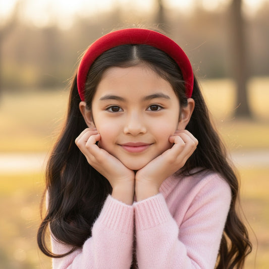 Soft velvet padded party hair band - Red