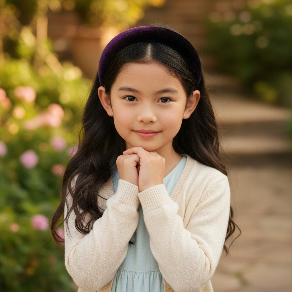 Soft velvet padded party hair band -  Black