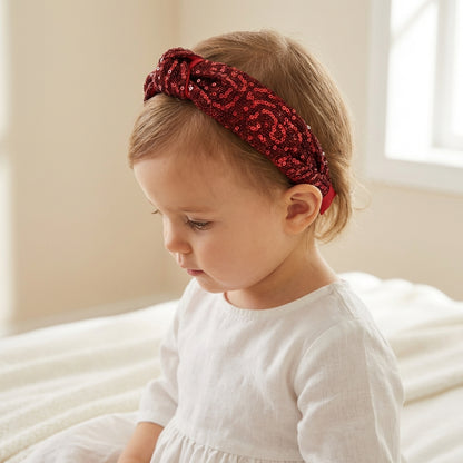 Party knotted hair band with sequins - Maroon