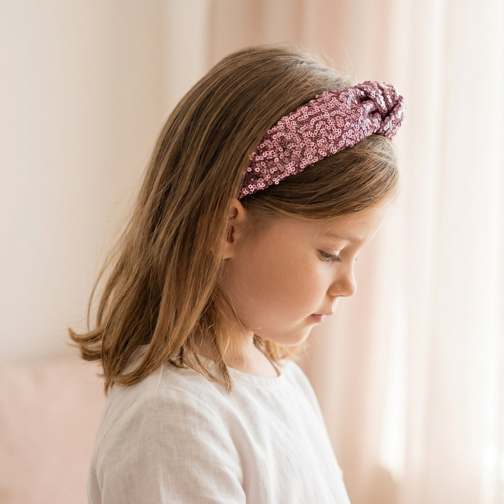 Party knotted hair band with sequins - Wine