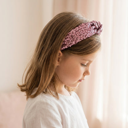Party knotted hair band with sequins - Wine