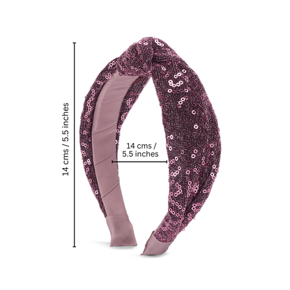 Party knotted hair band with sequins - Wine