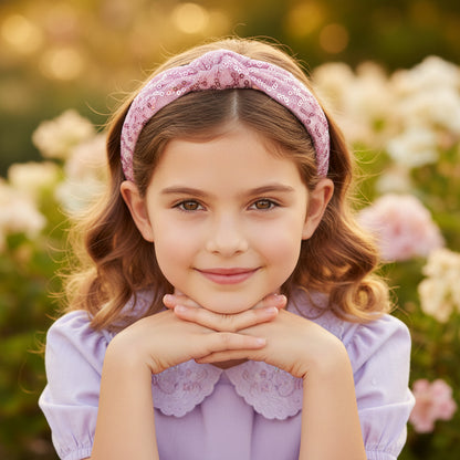 Party knotted hair band with sequins - Light Pink