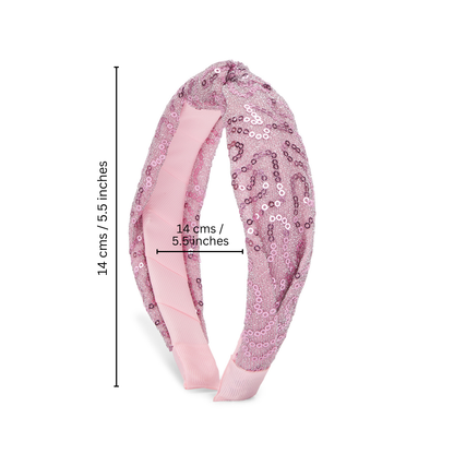 Party knotted hair band with sequins - Light Pink
