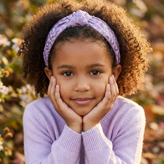 Party knotted hair band with sequins - Lavender