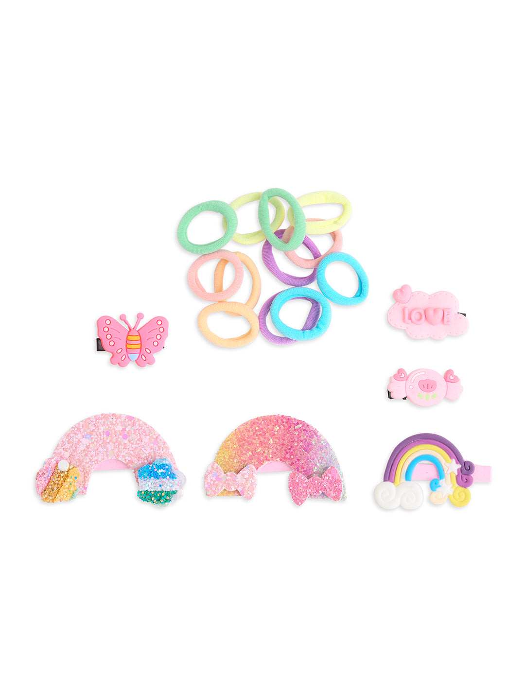 Pack of  6 pair Rubberbands and 6 cute Alligator Clips - Multicolour