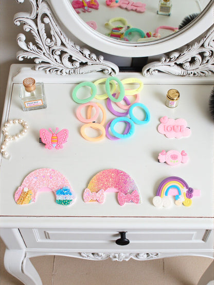 Pack of  6 pair Rubberbands and 6 cute Alligator Clips - Multicolour