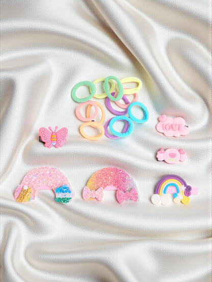 Pack of  6 pair Rubberbands and 6 cute Alligator Clips - Multicolour