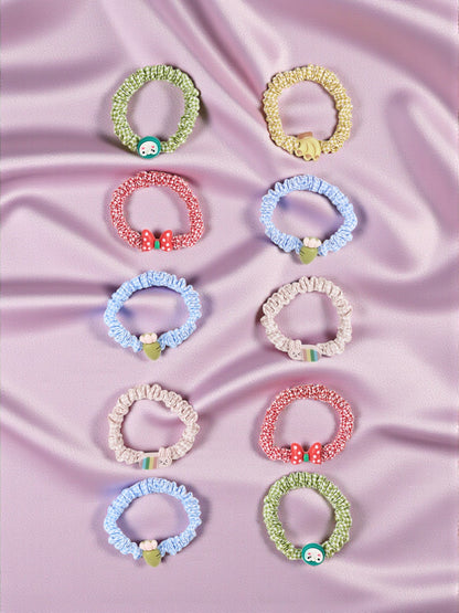 Pack of 10 Assorted Scrunchies - Multicolor