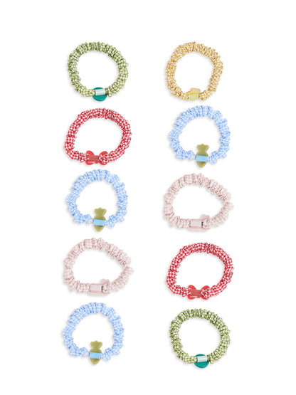Pack of 10 Assorted Scrunchies - Multicolor