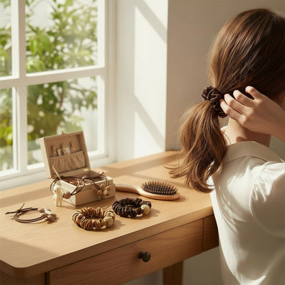 Pack of 5 Scrunchies  - Brown