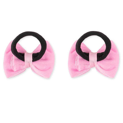 Velvet bow on rubberbands with pearls - Light pink