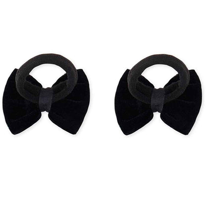 Velvet bow on rubberbands with pearls - Black