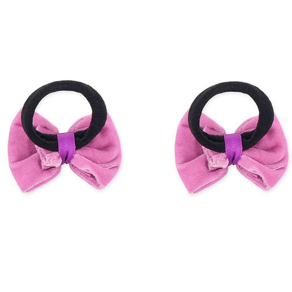 Velvet bow on rubberbands with pearls - Purple
