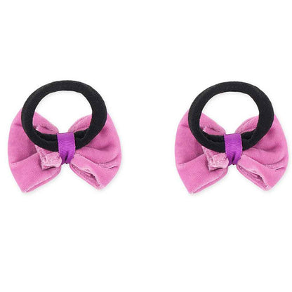 Velvet bow on rubberbands with pearls - Purple