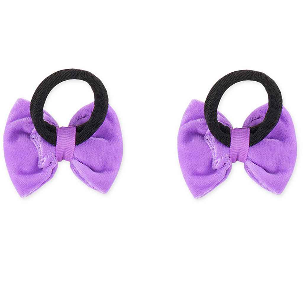 Velvet bow on rubberbands with pearls - Lilac