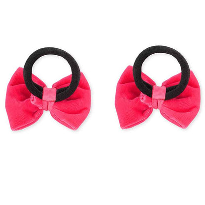 Velvet bow on rubberbands with pearls - Rose pink