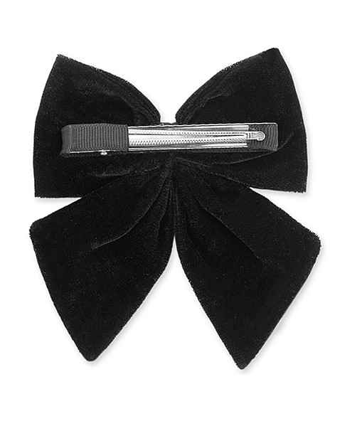 Velvet bow with pearl detailing on alligator clip - Black