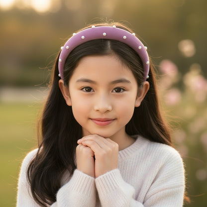 Combo: Set of 2 Soft velvet padded party hairbands - Olive green and Purple