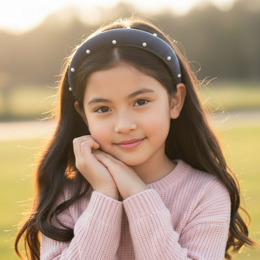 Combo: Set of 2 Soft velvet padded party hairbands - Peach and Grey
