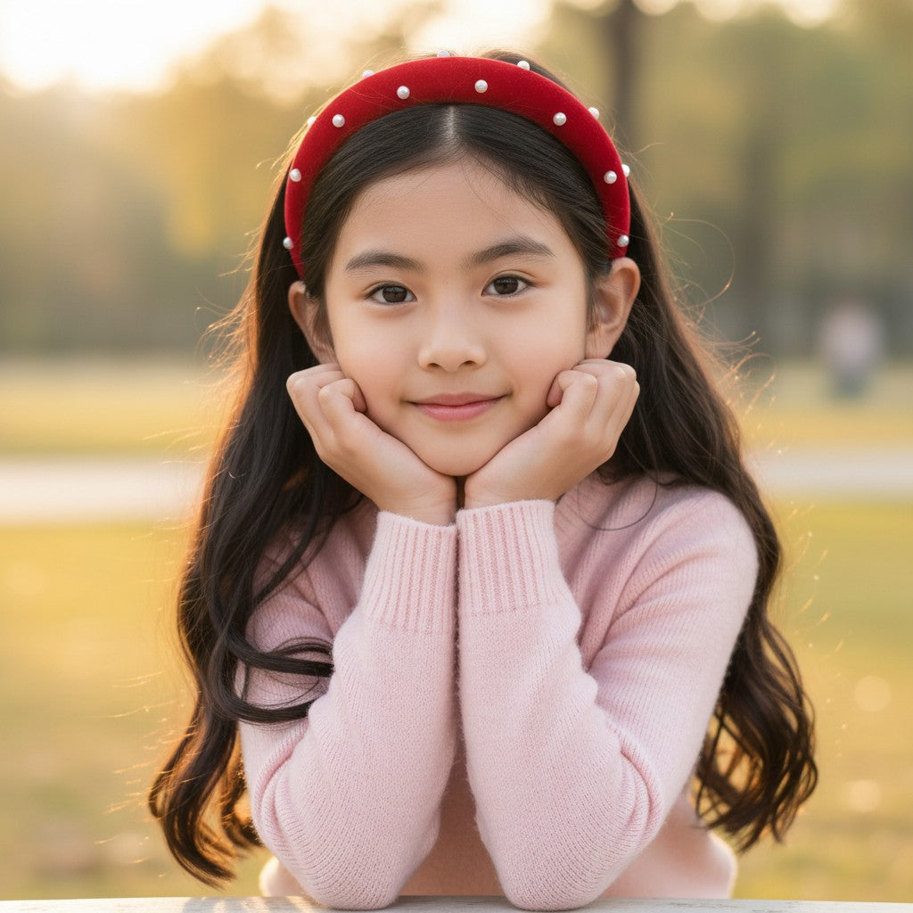 Combo: Set of 2 Soft velvet padded party hairbands - Red and Black