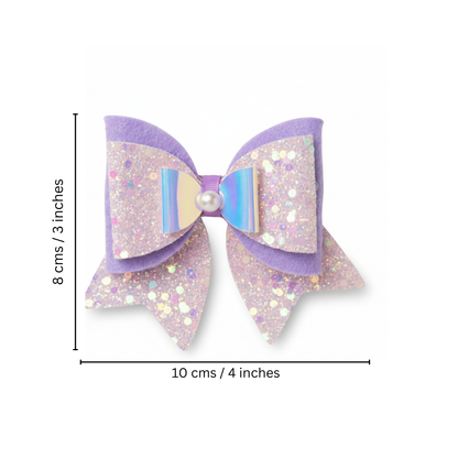 Large, Fancy Party Bow with Shimmer on Alligator Clip- Light Pink