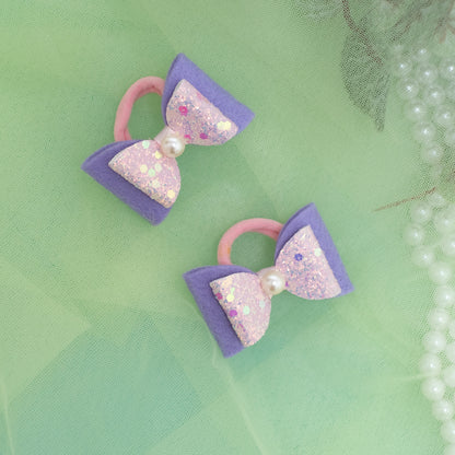 Fancy Shimmer Small Rubberbands for Party - Light Pink, Purple
