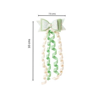 Dangler Hair-pin with Fancy Shimmer Bow for Party -  Sea Green