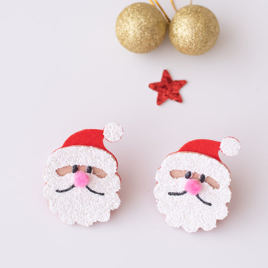 Christmas Combo : Set of  2 cute glitter santa rubberbands - White, Red