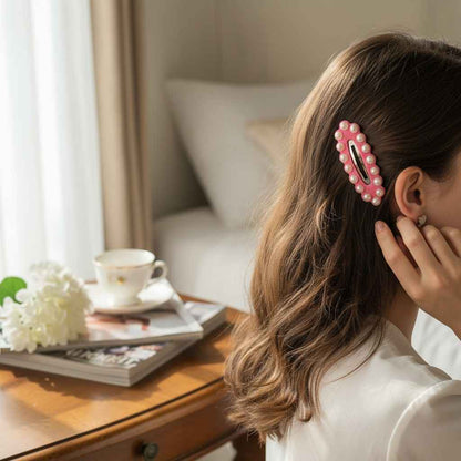 Free Size Glitter Rubber Bands Bow and Bow hair clips Pack of 5 - Purple, Pink