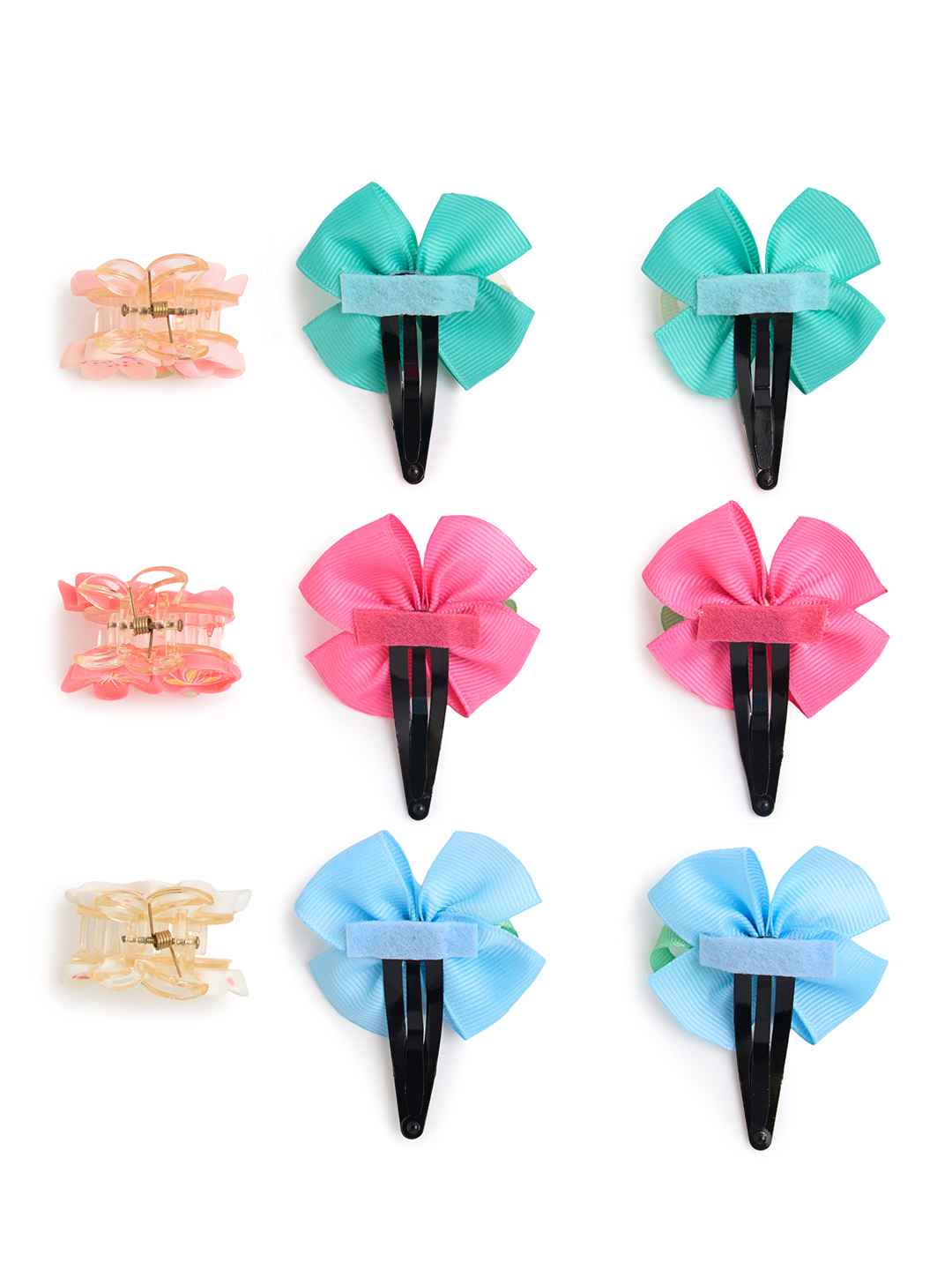 Pack of 9 Rose Flower Detailed Tic-tac Pins and flower Clutchers - Blue, Pink, Sea green