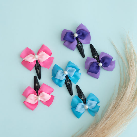 Combo: Cute dual bow design tic-tac - Pink, Blue, Purple