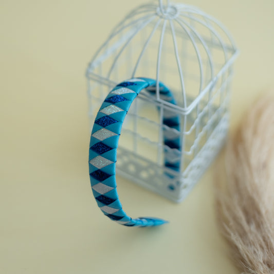 Shimmer Frozen hand-woven Hairband - Blue