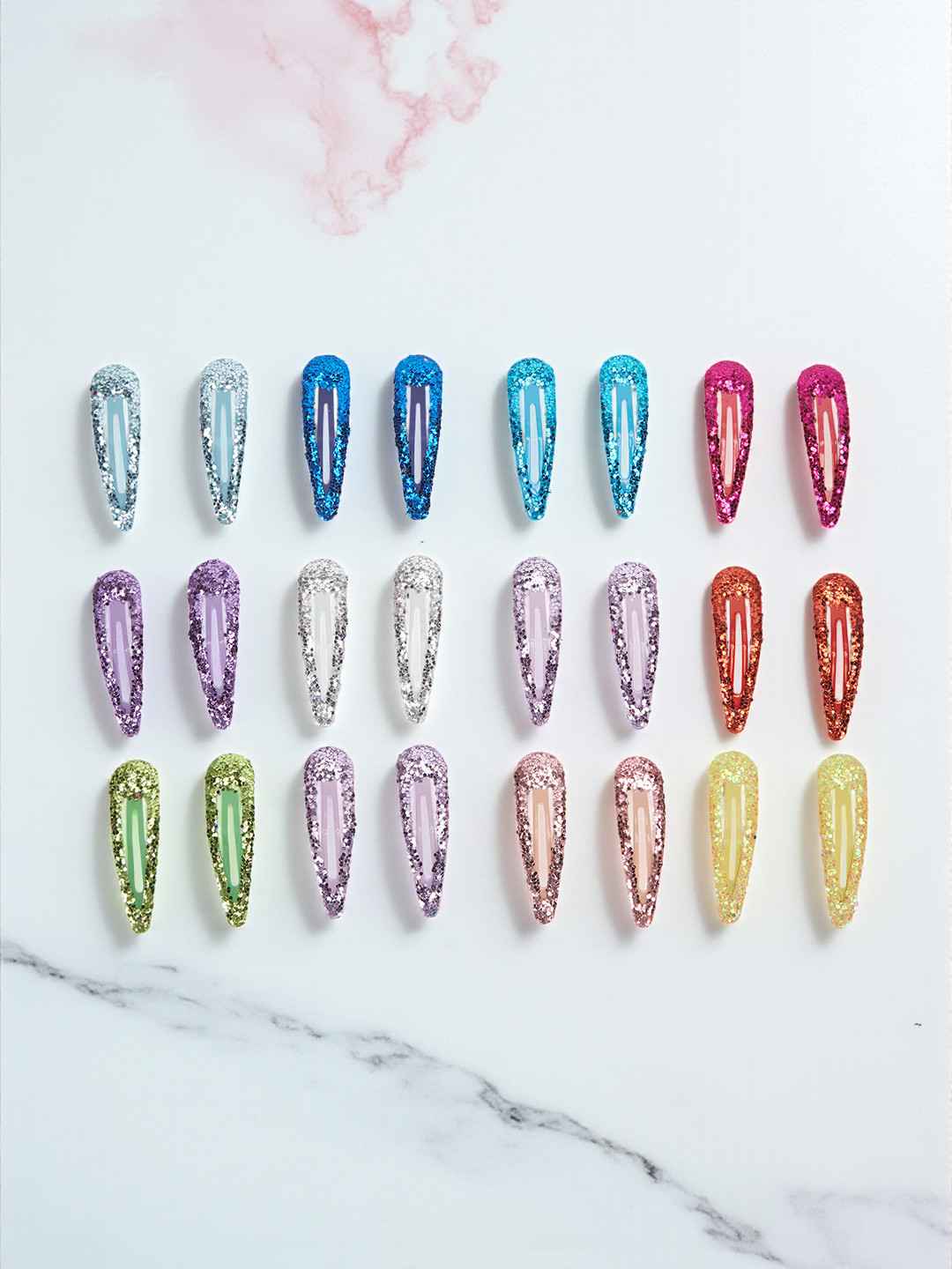 Pack of 24 glitter snap clips - Multicolor