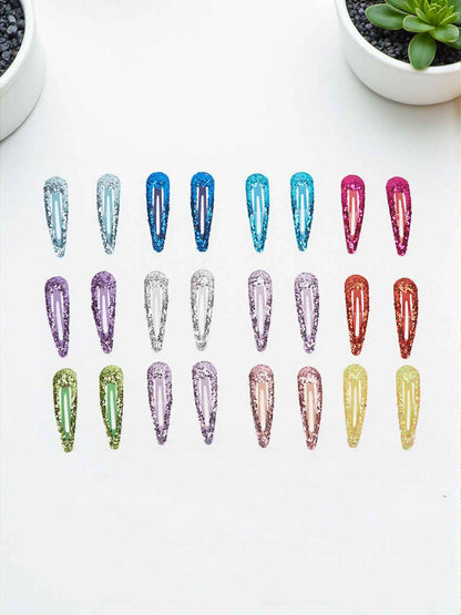 Pack of 24 glitter snap clips - Multicolor