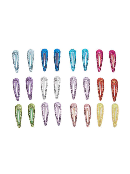 Pack of 24 glitter snap clips - Multicolor