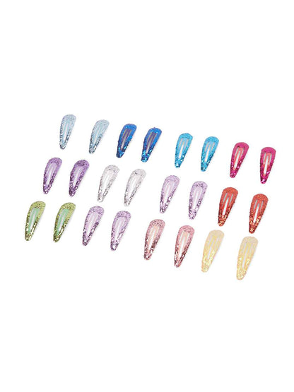 Pack of 24 glitter snap clips - Multicolor