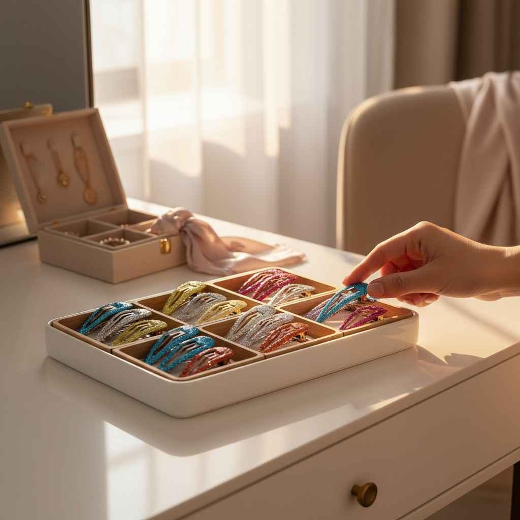 Pack of 24 glitter snap clips - Multicolor