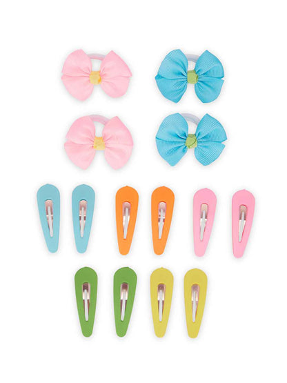 Pack of 5 pairs snap clips and 2 pairs rubberbands - Multicolor