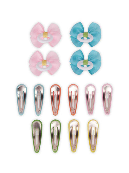 Pack of 5 pairs snap clips and 2 pairs rubberbands - Multicolor